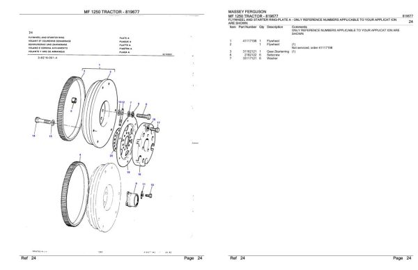 Massey Ferguson MF 1250 Tractor Parts Catalog 819677 2