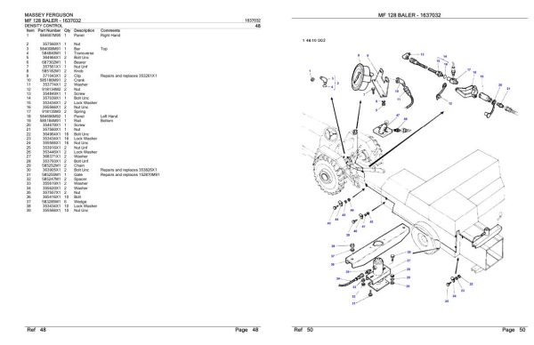 Massey Ferguson MF 128 Baler Parts Catalog 1637032 1