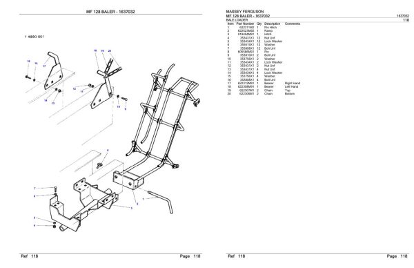 Massey Ferguson MF 128 Baler Parts Catalog 1637032 2