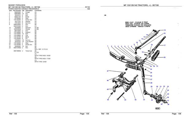 Massey Ferguson MF 133 135 140 Tractor Parts Catalog 957190 1
