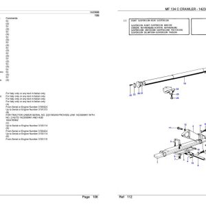 Massey Ferguson MF 134 C Crawler Parts Catalog 1423888 1