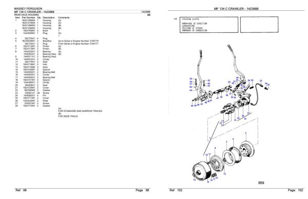 Massey Ferguson MF 134 C Crawler Parts Catalog 1423888 2