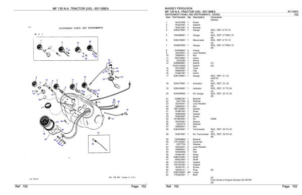 Massey Ferguson MF 135 N.a. Tractor Parts Catalog 651199EA 1