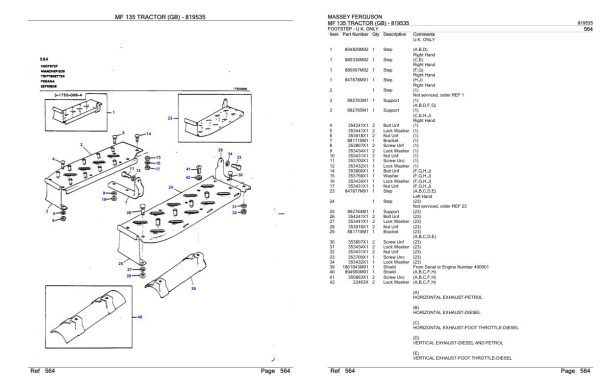 Massey Ferguson MF 135 Tractor Parts Catalog 819535 1