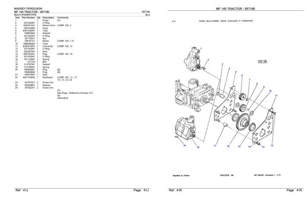 Massey Ferguson MF 145 Tractor Parts Catalog 957180 1