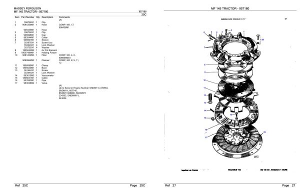 Massey Ferguson MF 145 Tractor Parts Catalog 957180 2