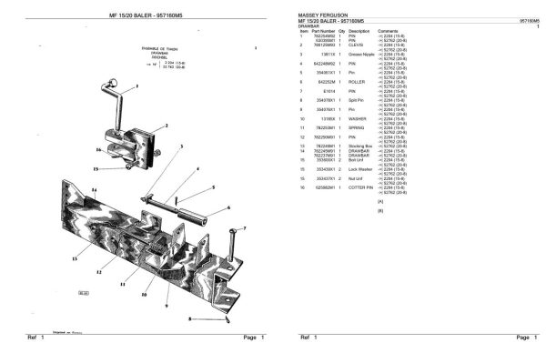 Massey Ferguson MF 15 20 Baler Parts Catalog 957160M5 1
