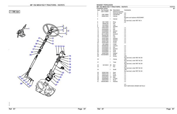 Massey Ferguson MF 152 MKIII 152 F Tractor Parts Catalog 1637073 1