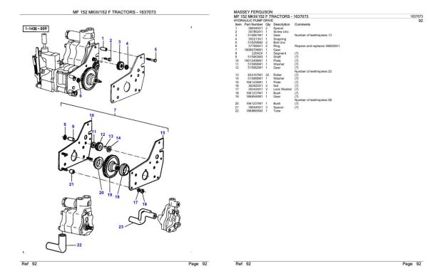 Massey Ferguson MF 152 MKIII 152 F Tractor Parts Catalog 1637073 2