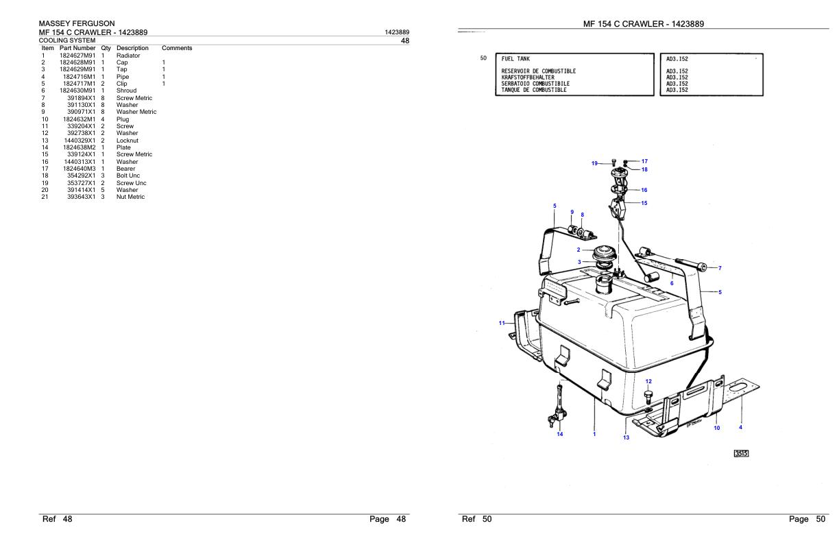 Massey Ferguson MF 154 C Crawler Parts Catalog 1423889 1