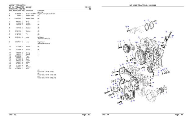 Massey Ferguson MF 154 F Tractor Parts Catalog 3310631 1