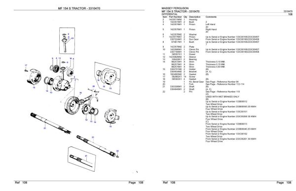 Massey Ferguson MF 154 S Tractor Parts Catalog 3310470 1