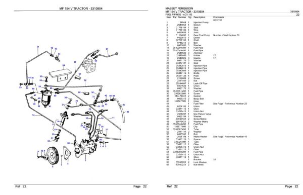 Massey Ferguson MF 154 V Tractor Parts Catalog 3310904 1