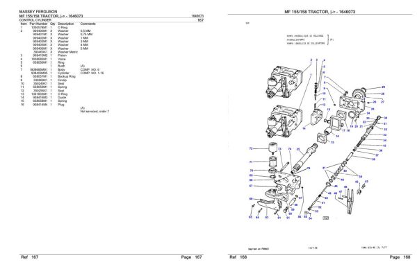 Massey Ferguson MF 155 158 Tractor Parts Catalog 1646073 2