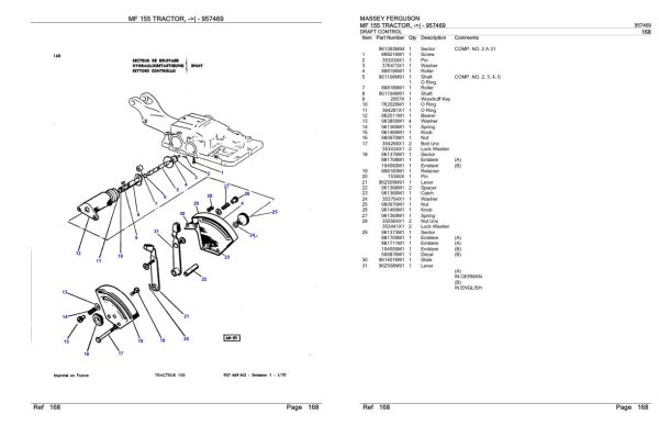 Massey Ferguson MF 155 Tractor Parts Catalog 957469 2