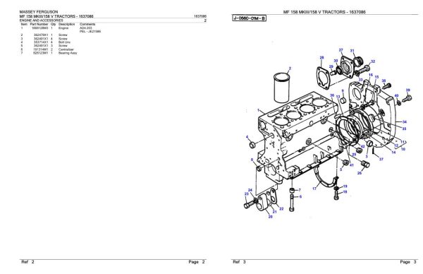 Massey Ferguson MF 158 MKIII 158 V Tractor Parts Catalog 1637086 1