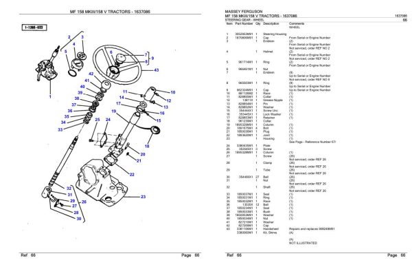 Massey Ferguson MF 158 MKIII 158 V Tractor Parts Catalog 1637086 2