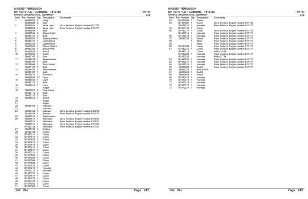 Massey Ferguson MF 16 and 16 Combine Parts Catalog 1810780 2