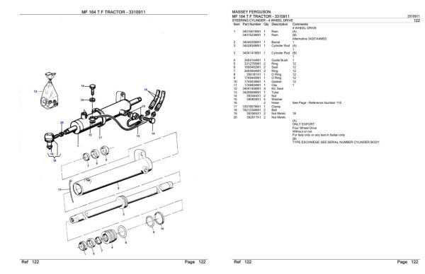 Massey Ferguson MF 164 T F Tractor Parts Catalog 3310911 1