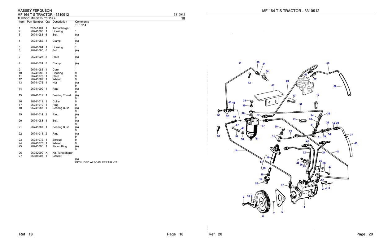 Massey Ferguson MF 164 T S Tractor Parts Catalog 3310912 1