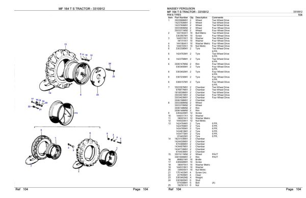 Massey Ferguson MF 164 T S Tractor Parts Catalog 3310912 2