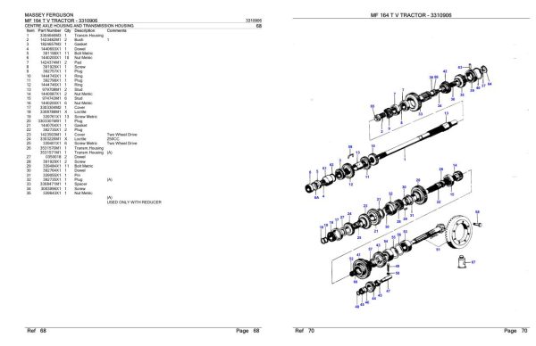 Massey Ferguson MF 164 T V Tractor Parts Catalog 3310906 1