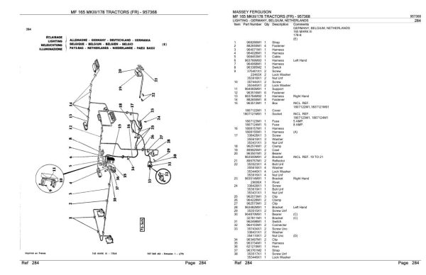 Massey Ferguson MF 165 Mkiii 178 Tractor Parts Catalog 957368 1