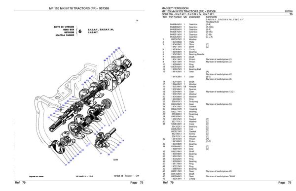 Massey Ferguson MF 165 Mkiii 178 Tractor Parts Catalog 957368 2