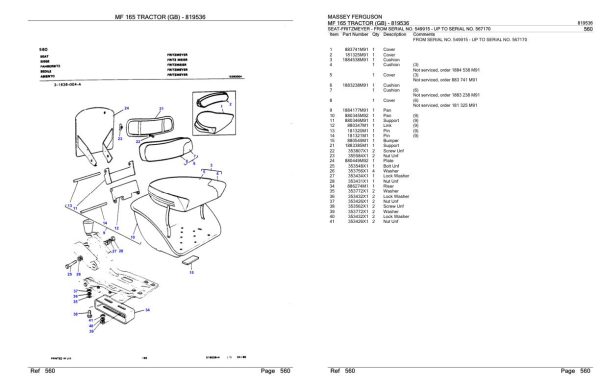Massey Ferguson MF 165 Tractor Parts Catalog 819536 1
