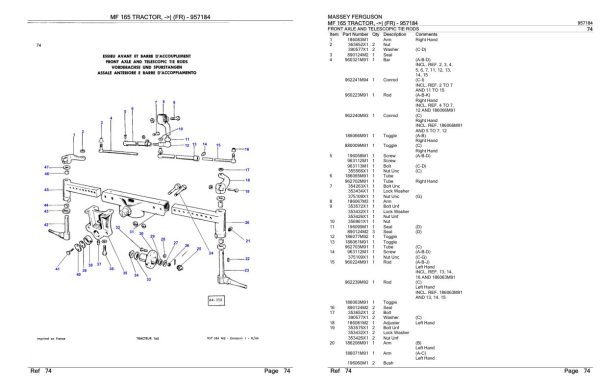 Massey Ferguson MF 165 Tractor Parts Catalog 957184 2