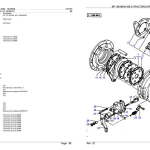 Massey Ferguson MF 168 MKIII 168 S Tractor FR Parts Catalog 1637006 1