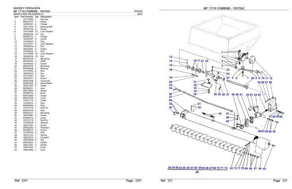 Massey Ferguson MF 17 19 Combine Parts Catalog 1637242 1