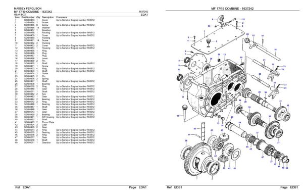 Massey Ferguson MF 17 19 Combine Parts Catalog 1637242 2