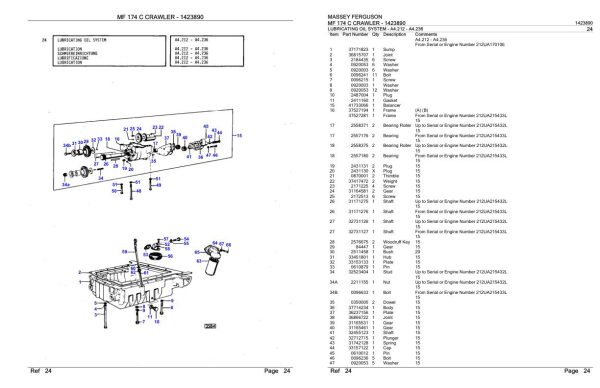 Massey Ferguson MF 174 C Crawler Parts Catalog 1423890 2