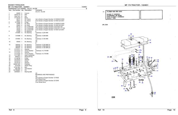 Massey Ferguson MF 174 Tractor Parts Catalog 1424831 2