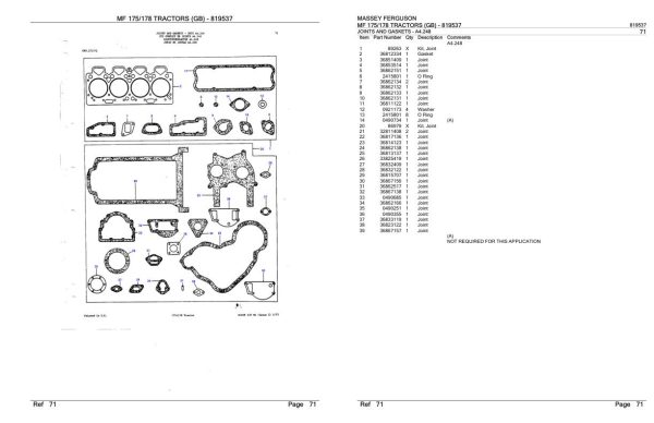 Massey Ferguson MF 175 178 Tractor Parts Catalog 819537 2