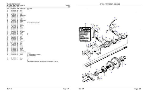 Massey Ferguson MF 184 F Tractor Parts Catalog 3310633 1