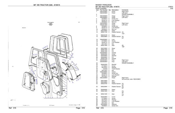 Massey Ferguson MF 185 Tractor Parts Catalog 819615 2