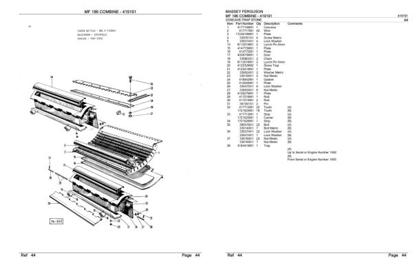 Massey Ferguson MF 186 Combine Parts Catalog 419191 1