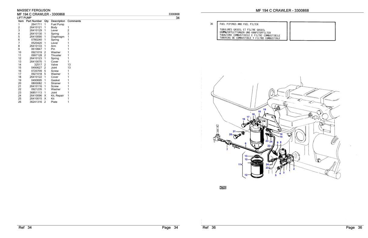 Massey Ferguson MF 194 C Crawler Parts Catalog 3300868 1