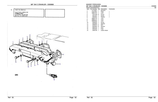 Massey Ferguson MF 194 C Crawler Parts Catalog 3300868 2