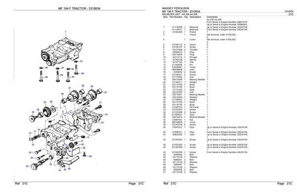 Massey Ferguson MF 194 F Tractor Parts Catalog 3310634 2