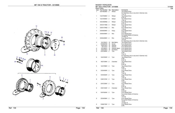 Massey Ferguson MF 194 S Tractor Parts Catalog 3310688 1