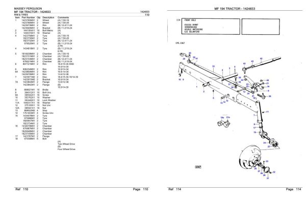 Massey Ferguson MF 194 Tractor Parts Catalog 1424833 1