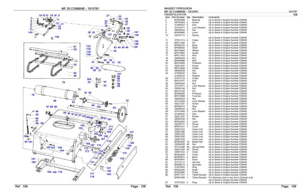 Massey Ferguson MF 20 Combine Parts Catalog 1810781 1