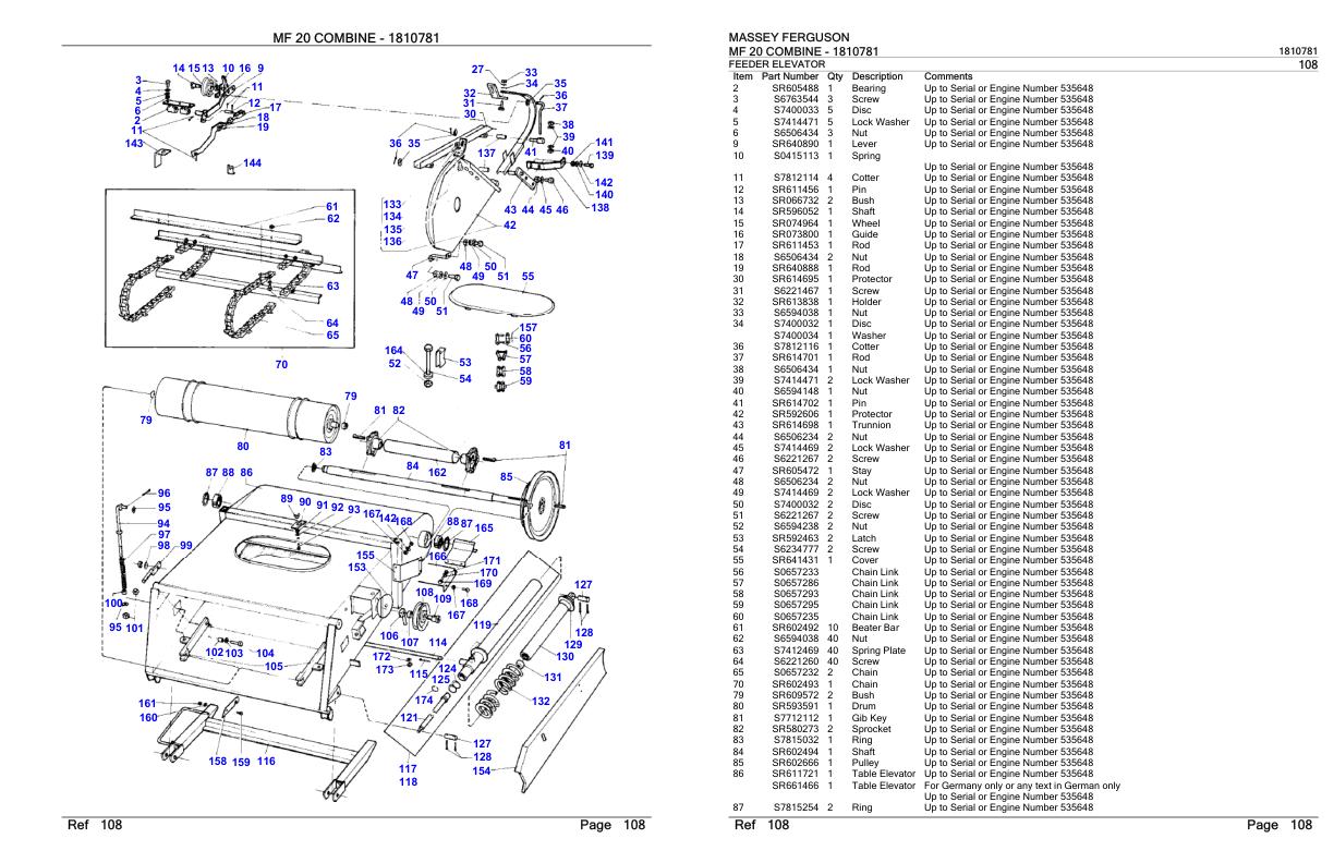 Massey Ferguson MF 20 Combine Parts Catalog 1810781 1