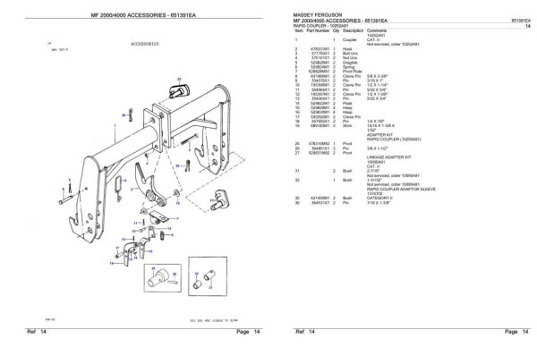 Massey Ferguson MF 2000 4000 Accessories Parts Catalog 651391EA 2