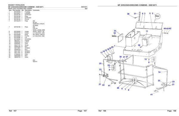 Massey Ferguson MF 2035 2045 2065 2085 Combine Parts Catalog S0814071 1