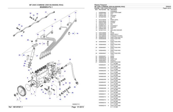 Massey Ferguson MF 2045 Combine IRAQ Parts Catalog 3906440 1