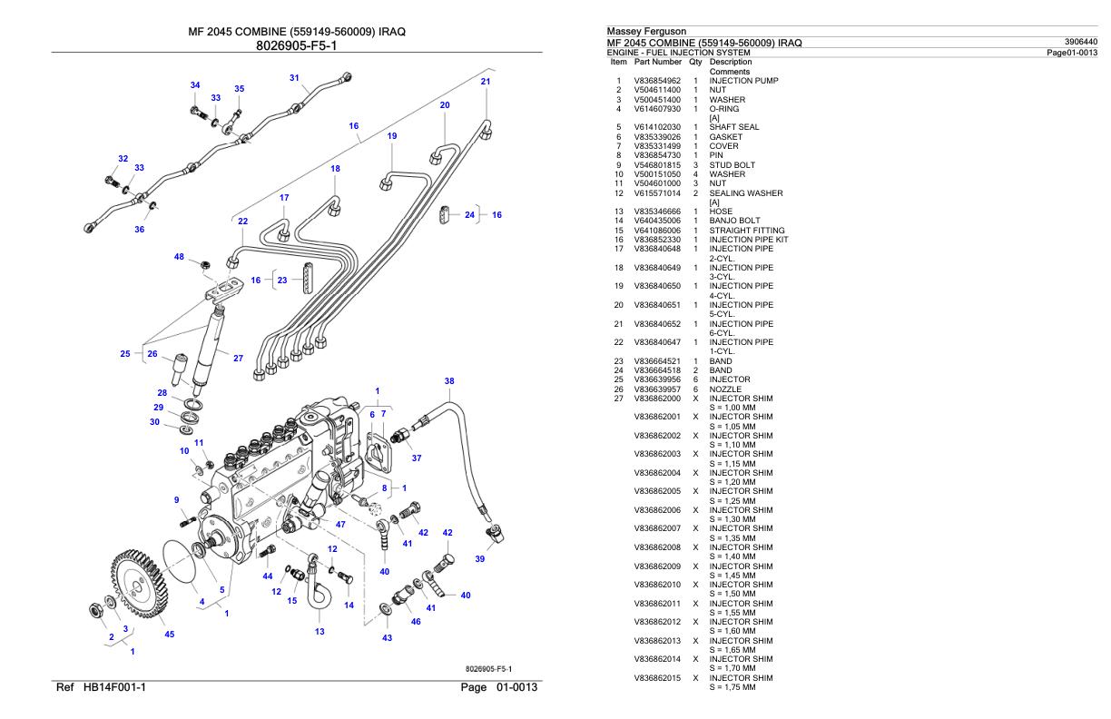 Massey Ferguson MF 2045 Combine IRAQ Parts Catalog 3906440 1